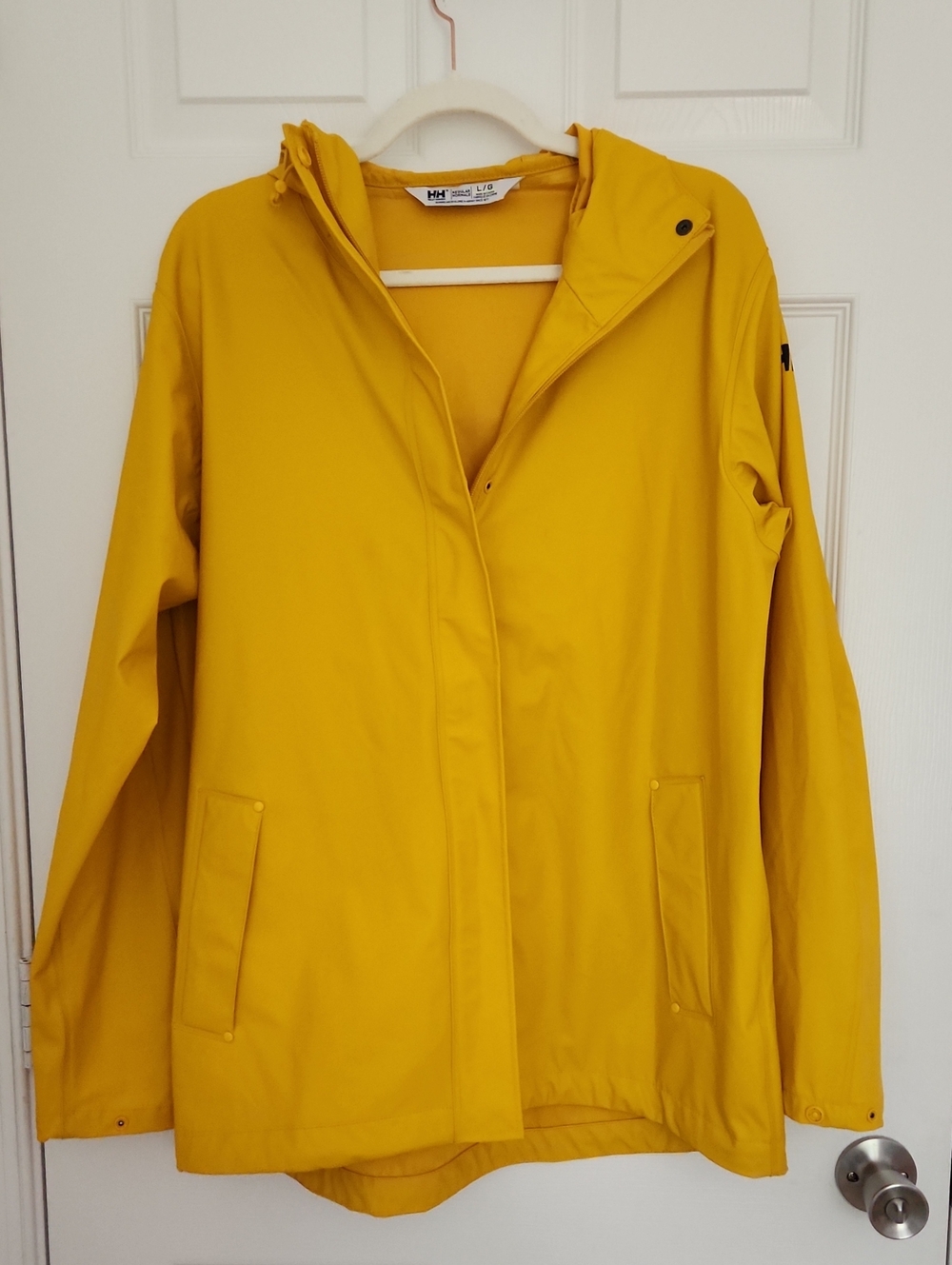 Women's Helly Hansen Bright Yellow Hooded Trench Raincoat  Fall, Winter, Utility
